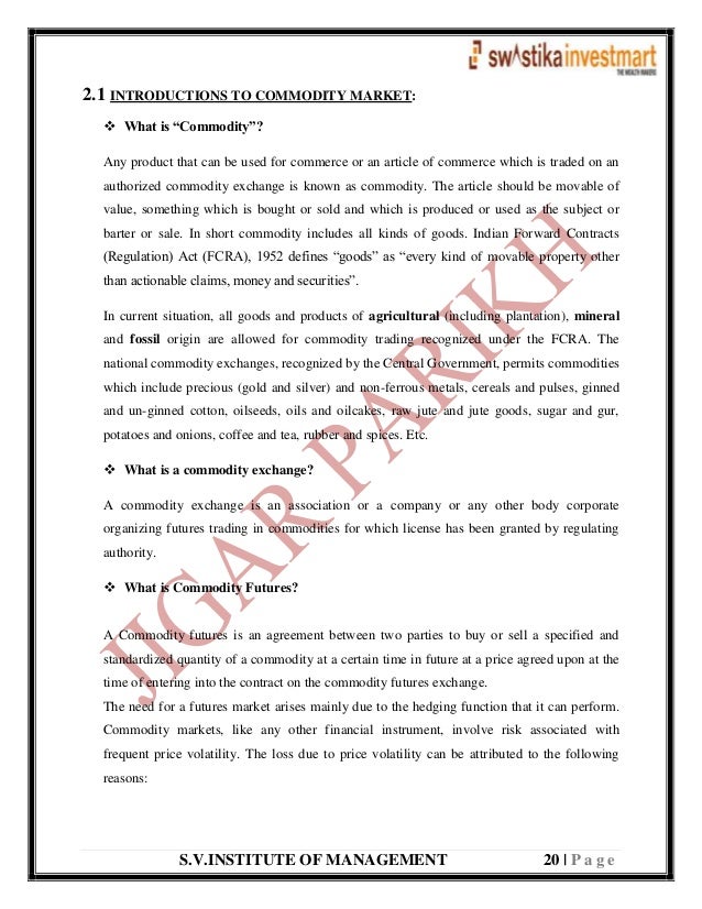Study on commodity market what is commodity market